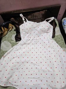 Cute White Heart Print Sundress