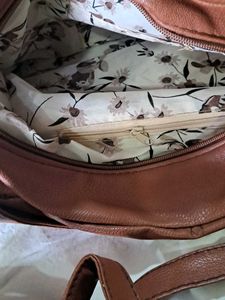 Brown Ruched Shoulder Bag