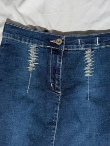 Denim Skirt with Unique Stitching