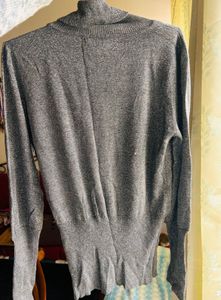 Grey Turtleneck Shimmery Sweater