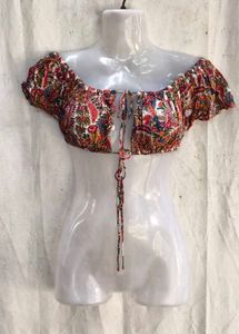 53209. Boho Floral Off-Shoulder Crop Top