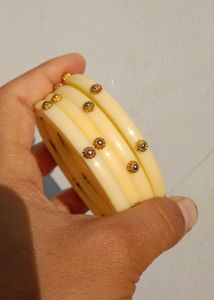 Elegant Cream &amp; Gold Bangles