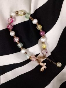 Colorful Beaded Bracelet with Butterfly Charm
