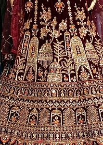 Elegant Maroon Embellished Lehenga Choli Set