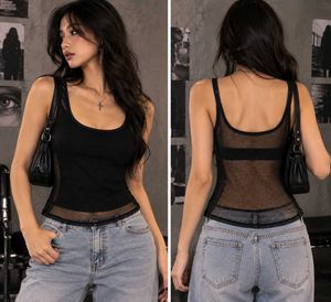 Stylish Black Mesh Tank Top