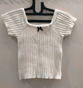 Cream Cable Knit Bow Top(SAVANA)