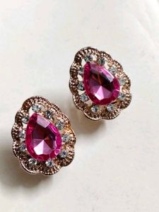 Pink Gemstone Statement Earrings