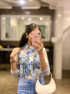 Floral Print Sheer Shirt with inner