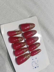 Red Glitter Press-On Nails