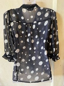 Chic Polka Dot Ruffle Blouse