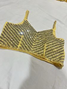Elegant Yellow Ethnic Gown with cape and padded