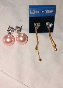 Pearl & Heart Dangle Earrings Set