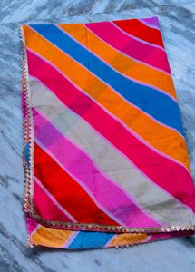 Vibrant Striped Anarkali Kurta with Dupatta