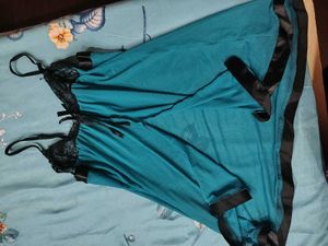 Teal Lace Trim Nightgown