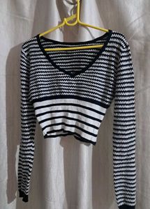 Striped Knit Crop Top