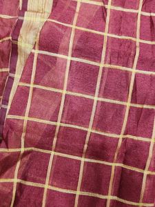 Maroon &amp; Gold Checkered Dupatta