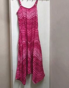 Vibrant Pink Chevron Print Maxi Dress