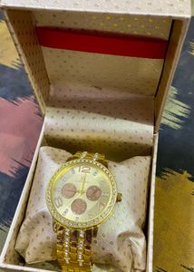 Gold Tone Rhinestone Watch