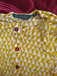 Yellow Geometric Print Kurta S size