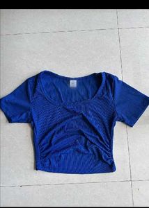 Royal Blue Ruched Crop Top