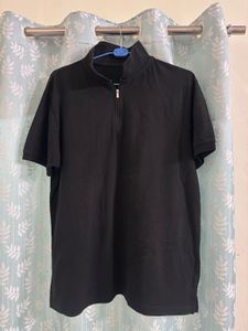 Men's Black Zip Polo Shirt