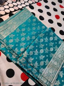 Elegant Teal Brocade Silk Saree