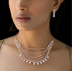 AntiTarnish Elegant Diamond Necklace &amp; Earring Set