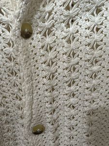 Cream Crochet Button-Up Shirt