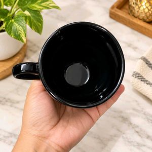 Set of 6 Black Floral Coffee Mugs