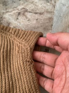 Brown Ribbed Turtleneck Sleeveless Sweater