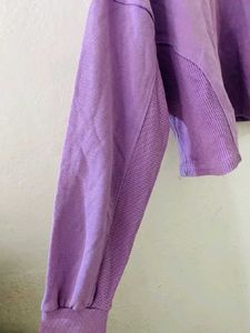 Casual Purple Cropped Sweatshirt