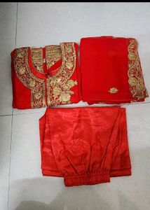 Stunning Red Kurta Set with Gold Embroidery
