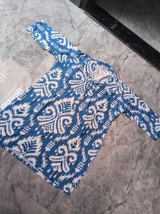 Blue Ikat Print Kurta