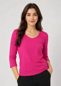 Vibrant Pink 3/4 Sleeve Top