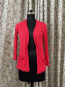 Stylish Red Open Front Cardigan