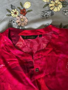Vibrant Pink Abstract Print Kurta Set