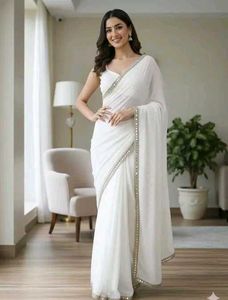 Elegant White Saree for a beautiful look