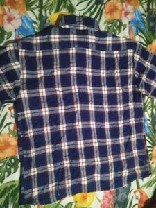 women's Blue Plaid Short Sleeve Shirt