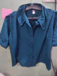Elegant Teal Button-Up Blouse
