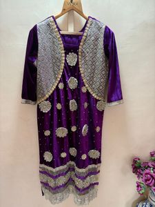 Stunning Purple Velvet Kurta Set