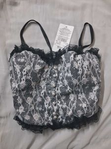 Black Lace Corset Crop Top