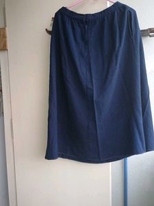 Dark Wash Denim Midi Skirt