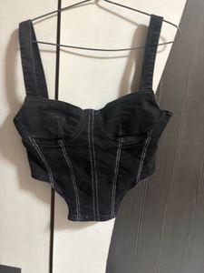 Black Denim Corset Top