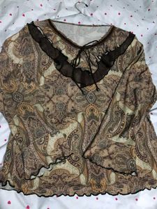 Boho fashion Paisley Print Long Sleeve Top