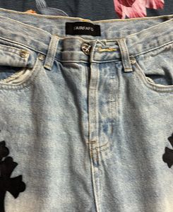 Printed Mid Rise Denims