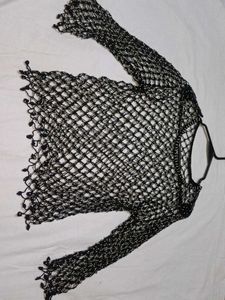 Beaded Net Crop Top