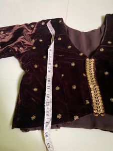 Elegant Brown Velvet Lehenga Choli Set