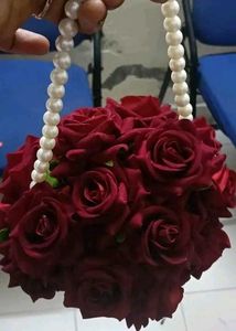 Red Rose Pearl Handle Clutch