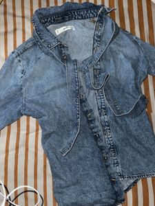 MANGO DENIM TIE SHIRT