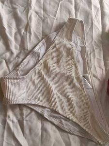 H&M White Ribbed Bikini Bottom
